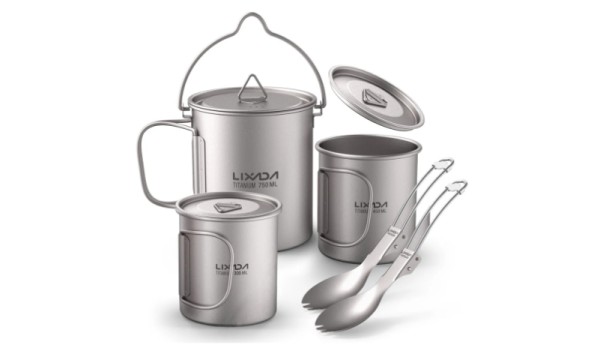 Титановая чашка 750мл,кружки 350мл и 450мл,спок 2 шт(набор) Титановая чашка 750мл,кружки 350мл и 450мл,спок 2 шт(набор)